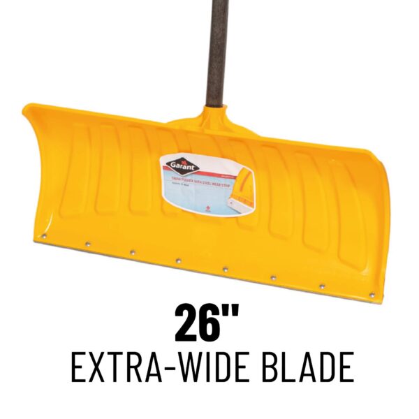 Garant Alpine Poly Pusher Snow Shovel 26" with Metal Strip - Wood Handle