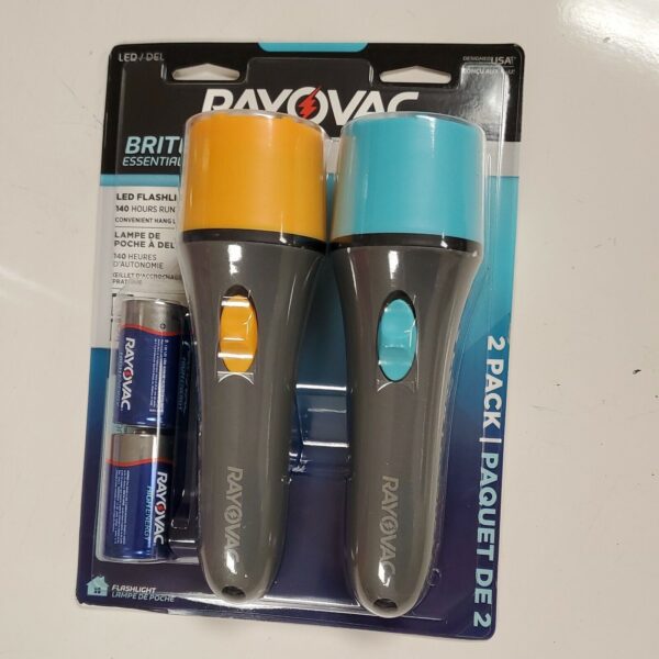 RAYOVAC Brite Essentials 20 Lumens Multicolored Led Flashlight D Battery